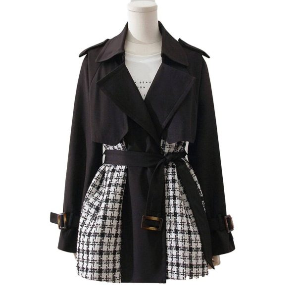 Deeeze Gingham Belted Trench Coat